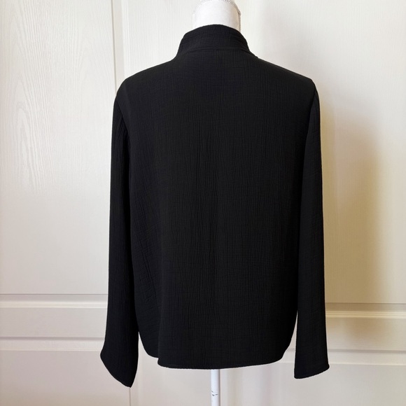 Eileen Fisher Silk Blend Textured Jacket Stand Collar Magnetic Closure Medium - Picture 3 of 9